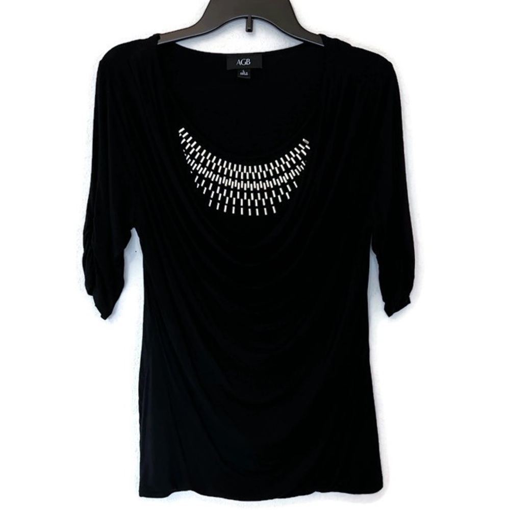 AGB women’s black top with gold accents size large